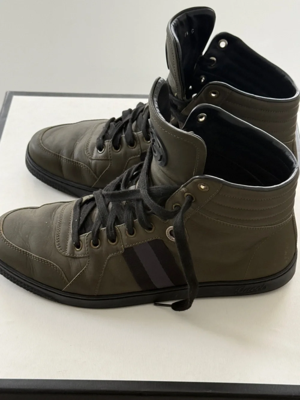 Gucci Men's High-Top Sneakers in Olive